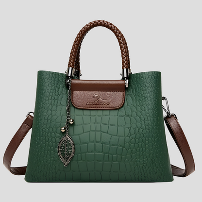 Niki | Women's Croc Embossed Tote Bag with Braided Handles