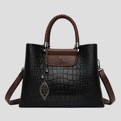 Niki | Women's Croc Embossed Tote Bag with Braided Handles