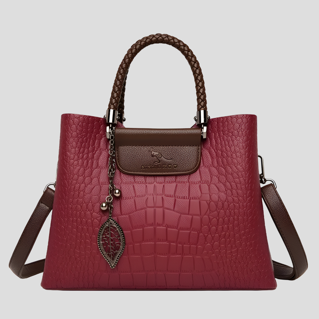 Niki | Women's Croc Embossed Tote Bag with Braided Handles