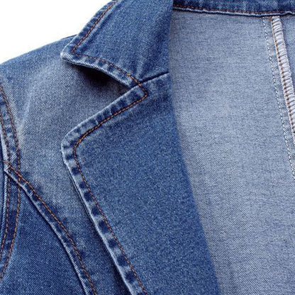 Women's Refined Denim Lapel Blazer