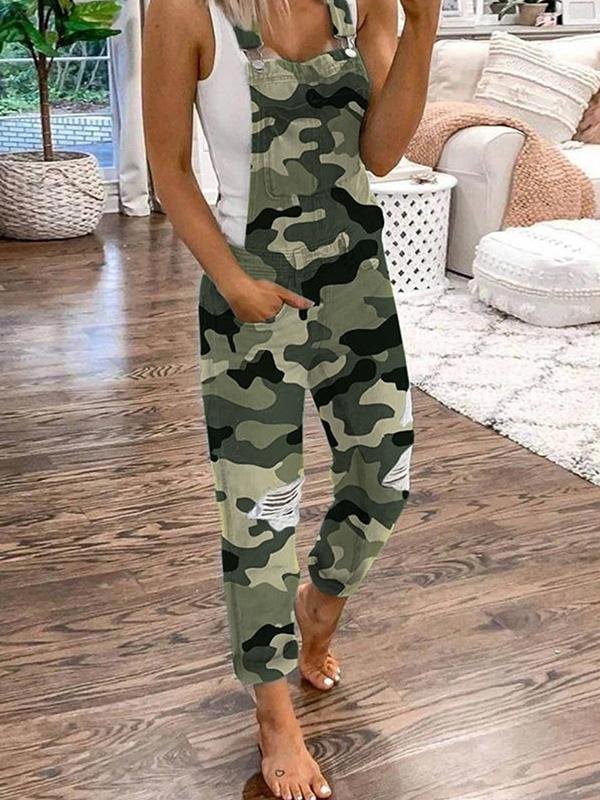 Niki | Distressed Denim Ankle Overalls