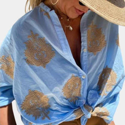 Niki | Embroidered Relaxed Fit Button-Down Shirt