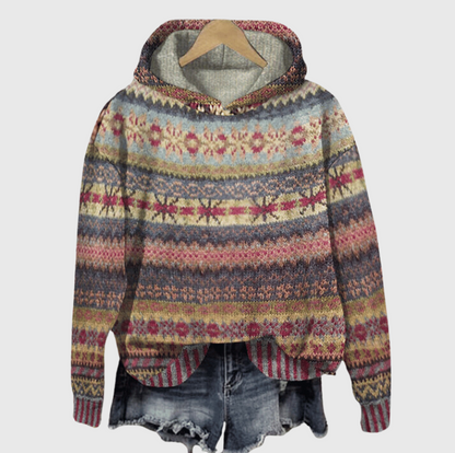 Niki | Women's Nordic Pattern Knit Hooded Sweater