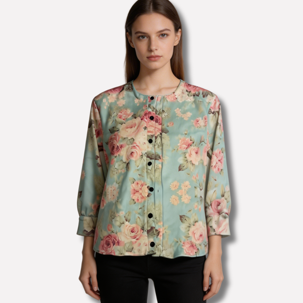Niki | Button-Front Floral Knit Sweater