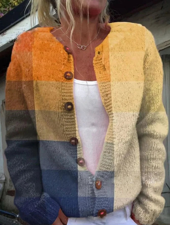 Niki | Button-Front Floral Knit Sweater