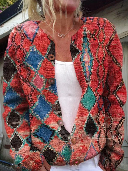Niki | Button-Front Floral Knit Sweater