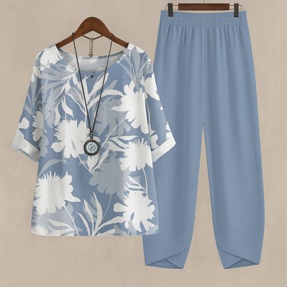 Niki | Floral Print Linen Blend Pant Suit