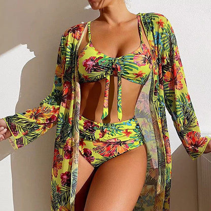 Niki | Tropical Print Bikini Set with Cover-up