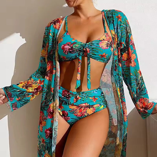 Niki | Tropical Print Bikini Set with Cover-up
