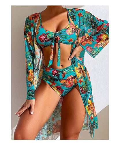 Niki | Tropical Print Bikini Set with Cover-up
