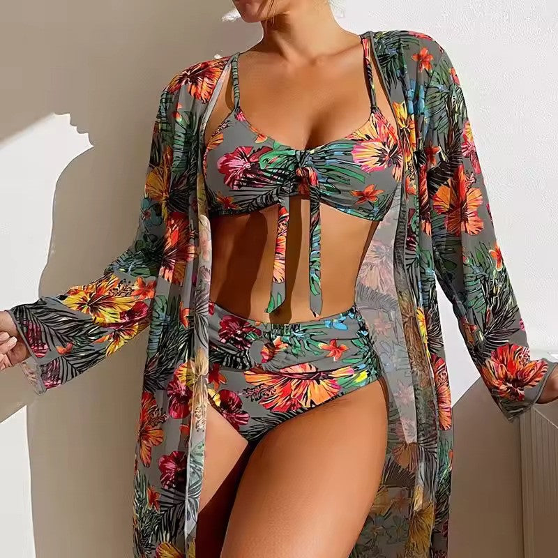 Niki | Tropical Print Bikini Set with Cover-up