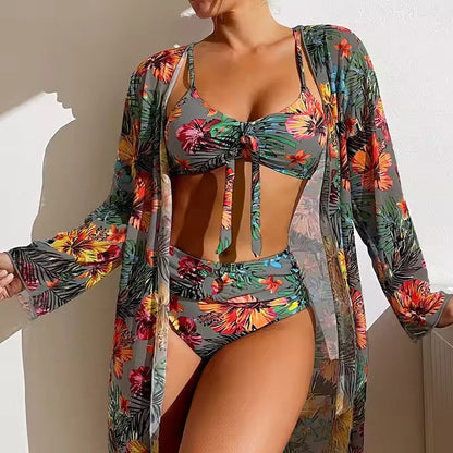 Niki | Tropical Print Bikini Set with Cover-up