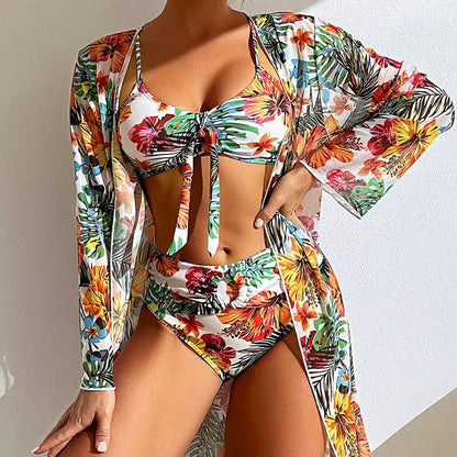 Niki | Tropical Print Bikini Set with Cover-up