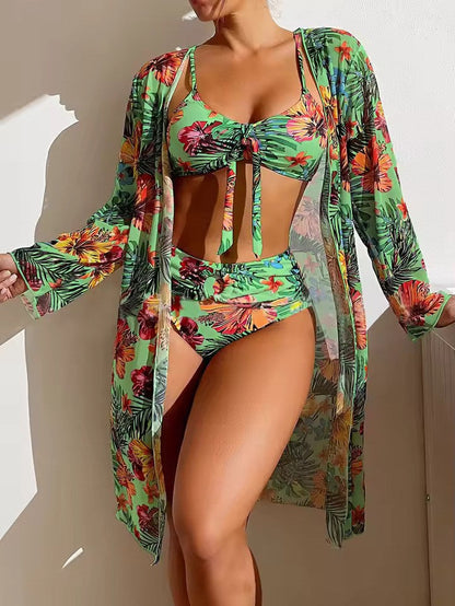 Niki | Tropical Print Bikini Set with Cover-up