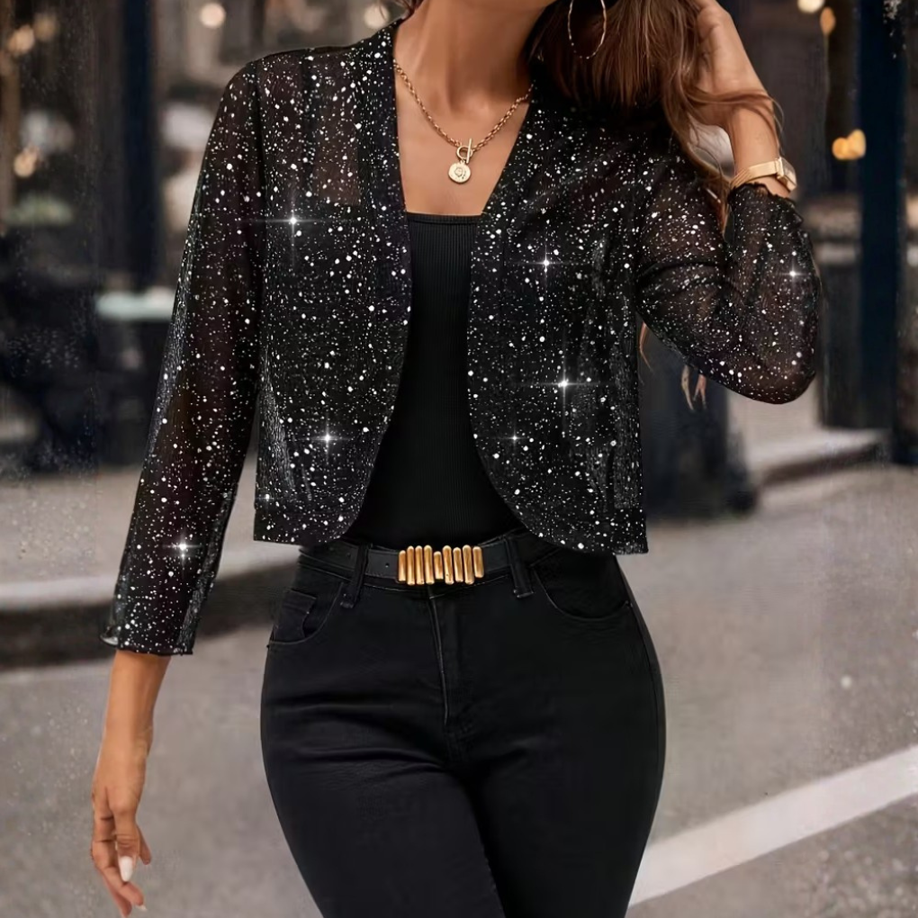 Sparkly Open-Front Cardigan for Women