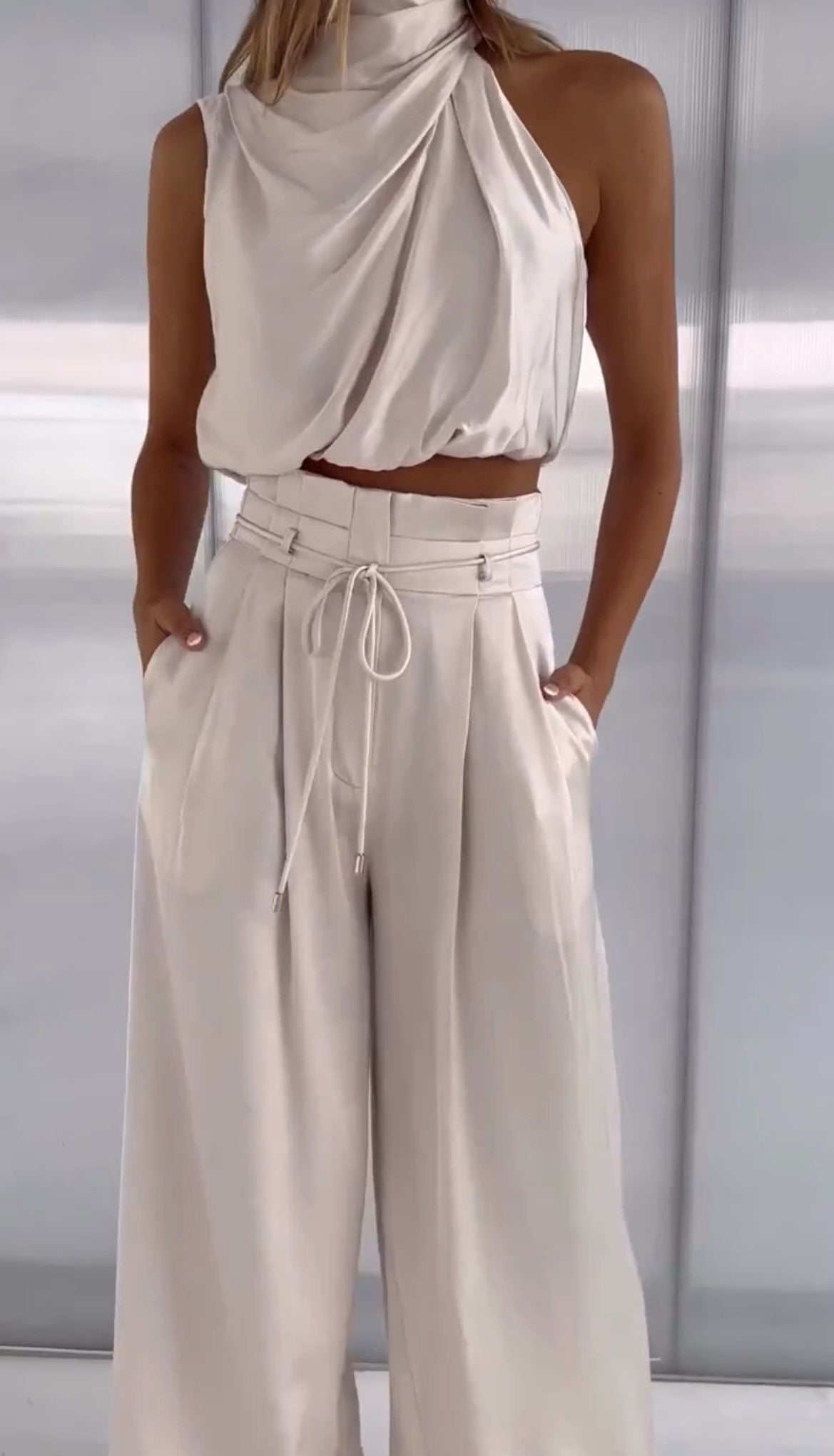 Niki | Halter Neck Top & Wide Leg Pants Co-ord Set