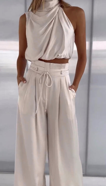 Niki | Halter Neck Top & Wide Leg Pants Co-ord Set