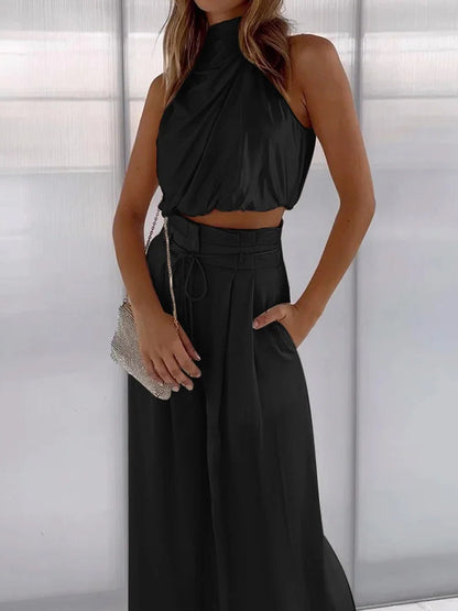 Niki | Halter Neck Top & Wide Leg Pants Co-ord Set
