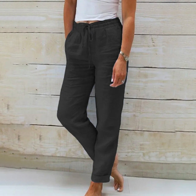 Airy Linen Trousers with Drawstring Waist