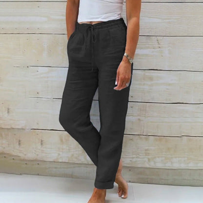 Airy Linen Trousers with Drawstring Waist