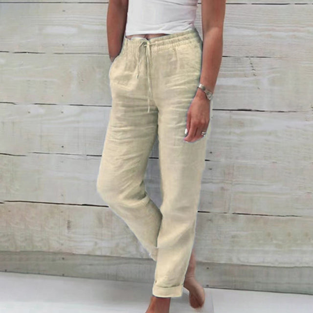 Airy Linen Trousers with Drawstring Waist