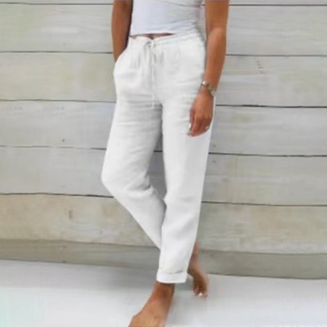 Airy Linen Trousers with Drawstring Waist