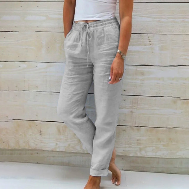 Airy Linen Trousers with Drawstring Waist