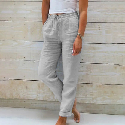 Airy Linen Trousers with Drawstring Waist