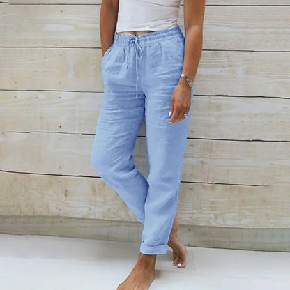 Airy Linen Trousers with Drawstring Waist