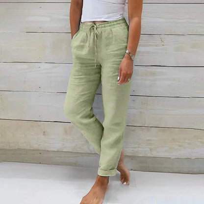 Airy Linen Trousers with Drawstring Waist