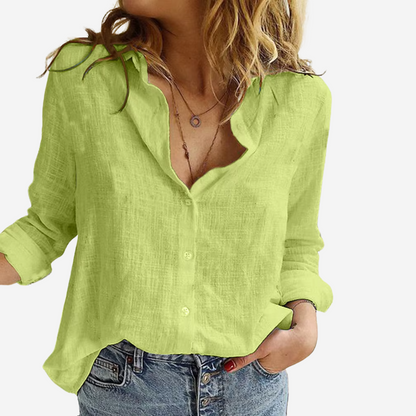 Niki | Women's Lightweight Linen Blend Button Shirt