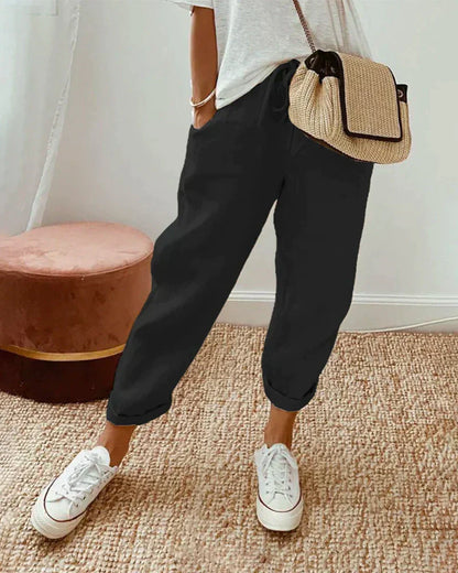 Niki | Cropped Linen Drawstring Pants for Casual Wear