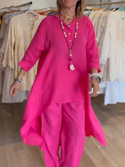 Asymmetrical Linen Tunic & Pant Set