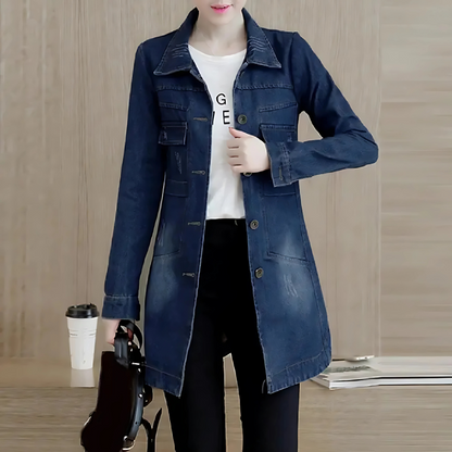 Niki | Women's Embroidered Denim Longline Jacket