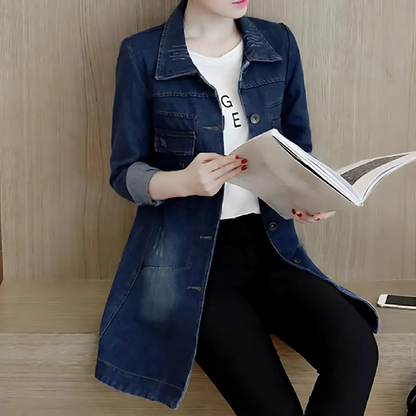 Niki | Women's Embroidered Denim Longline Jacket