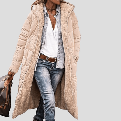 Niki | Cozy Hooded Teddy Lined Long Coat