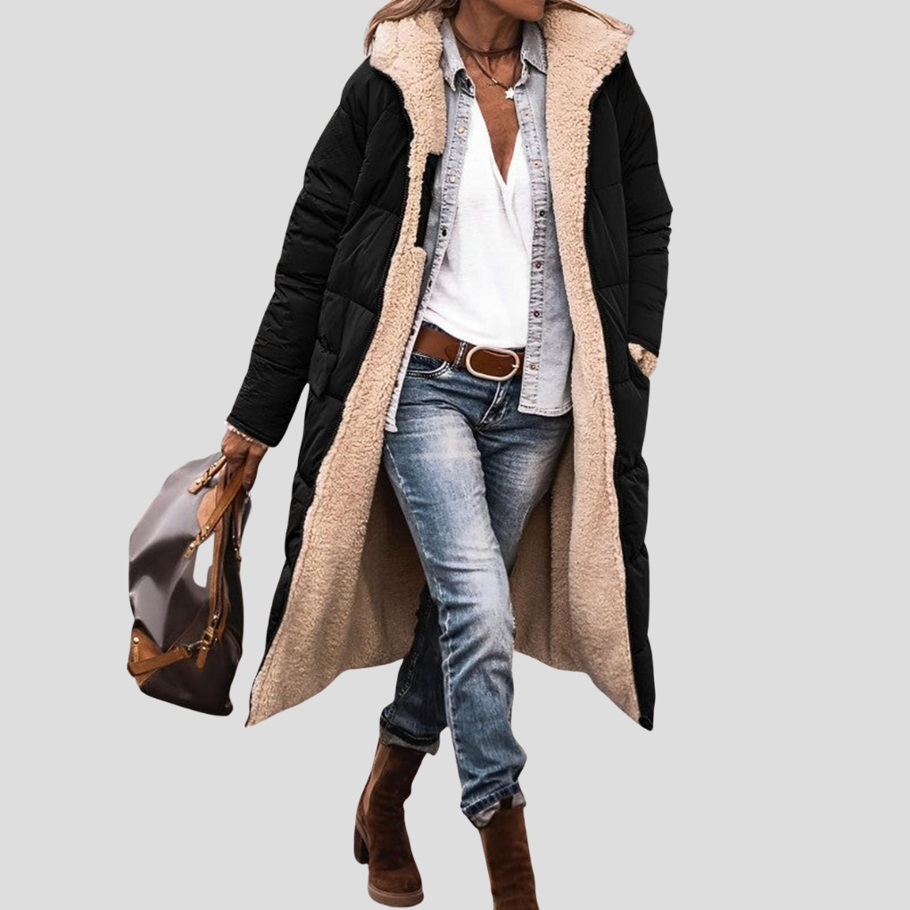 Niki | Cozy Hooded Teddy Lined Long Coat