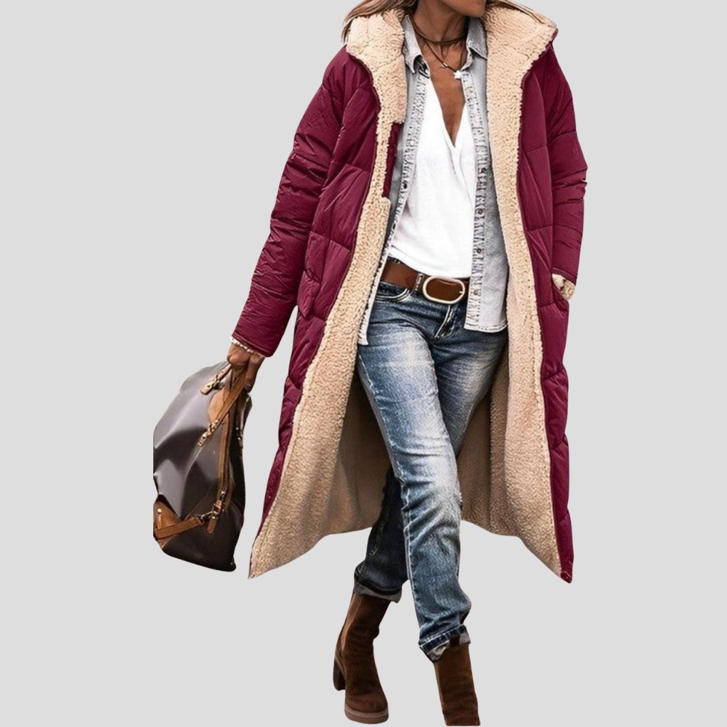 Niki | Cozy Hooded Teddy Lined Long Coat