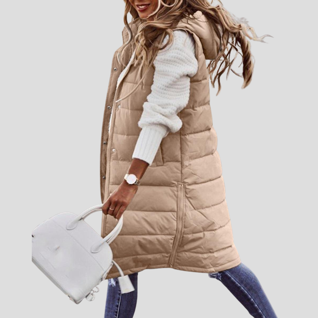 Insulated Hooded Long Puffer Vest