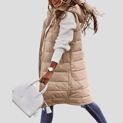 Insulated Hooded Long Puffer Vest