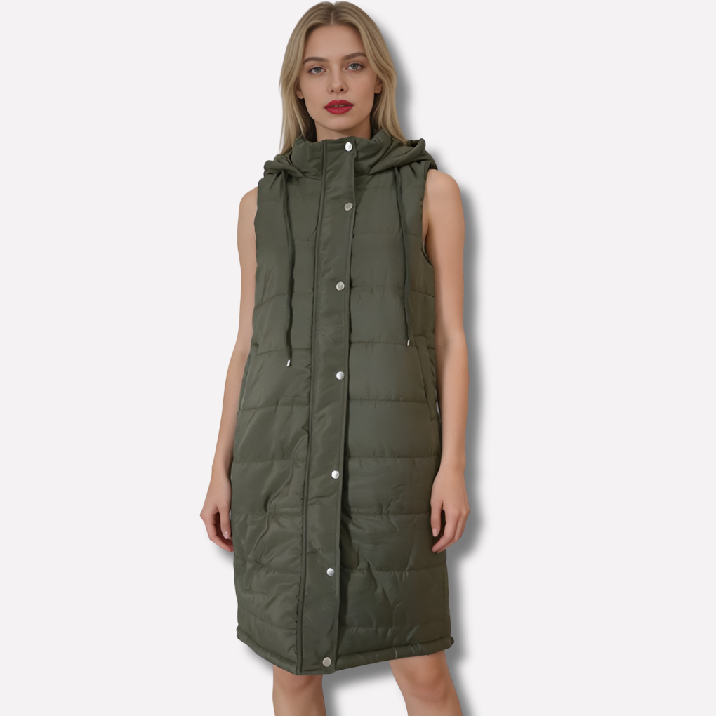 Insulated Hooded Long Puffer Vest