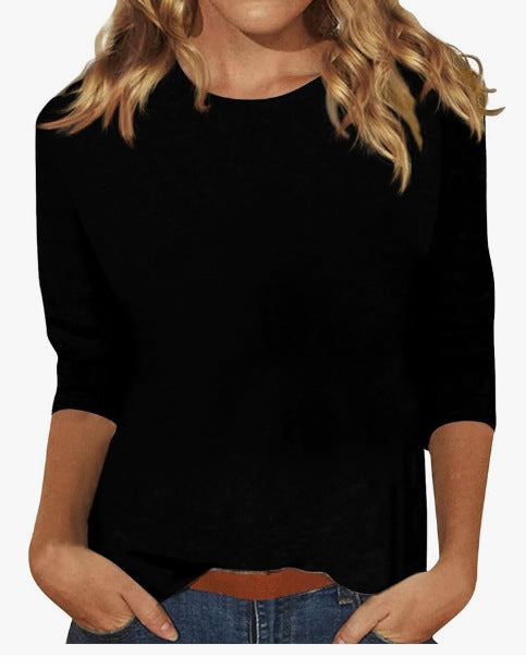 Niki | Women's Soft Cotton Crew Neck Long Sleeve Tee