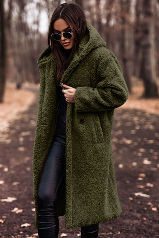 Niki | Long hooded plush teddy coat