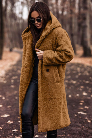 Niki | Long hooded plush teddy coat