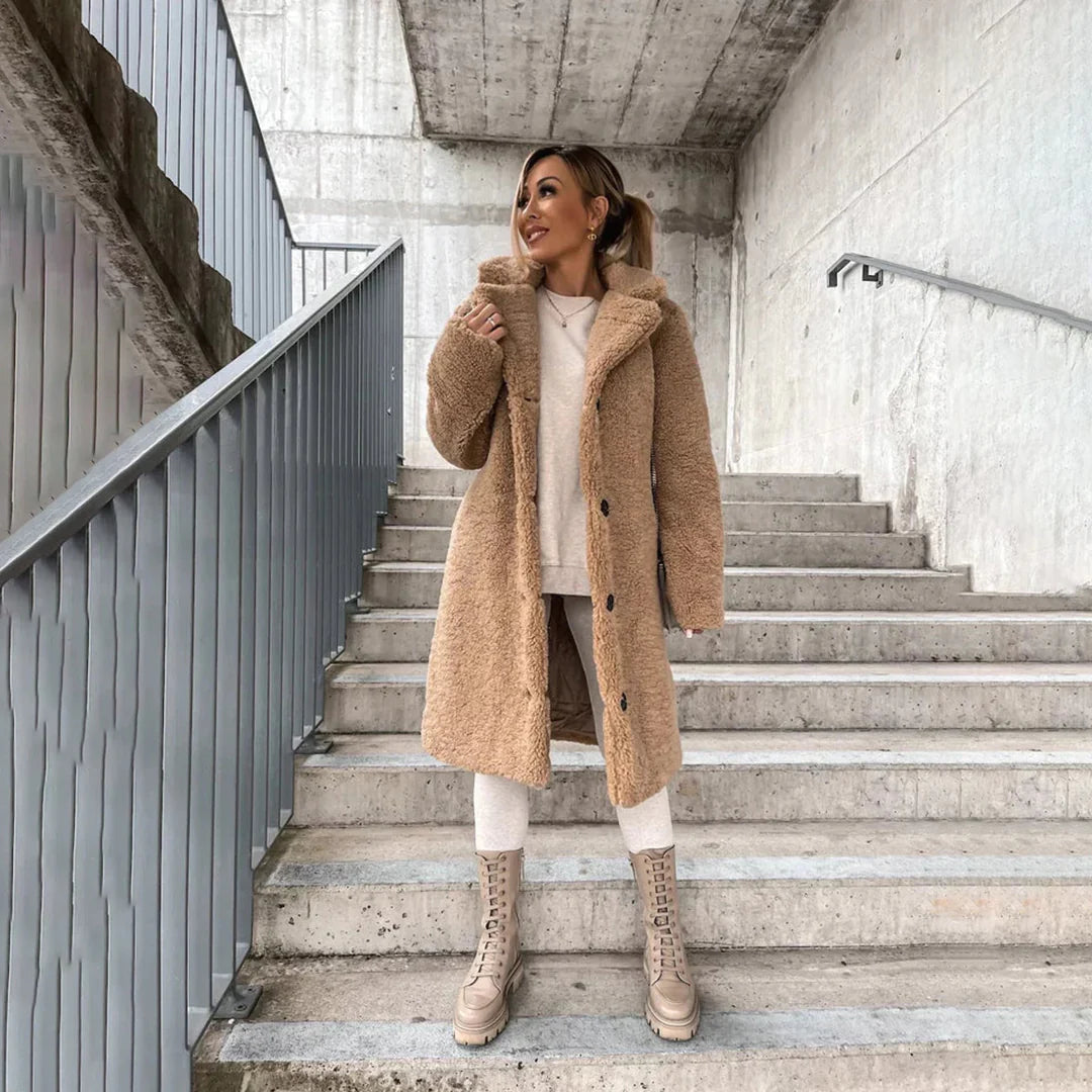 Cozy Lapel Collar Teddy Coat