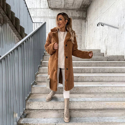 Cozy Lapel Collar Teddy Coat