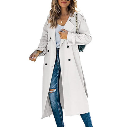 Elegant Long Double-Breasted Trench Coat