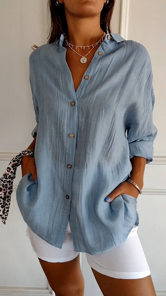 Niki | Women's Relaxed Fit Crinkled Button-Up Shirt