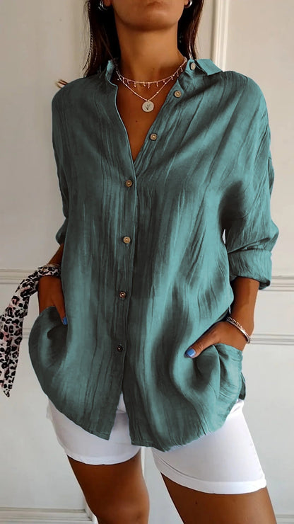 Niki | Women's Relaxed Fit Crinkled Button-Up Shirt
