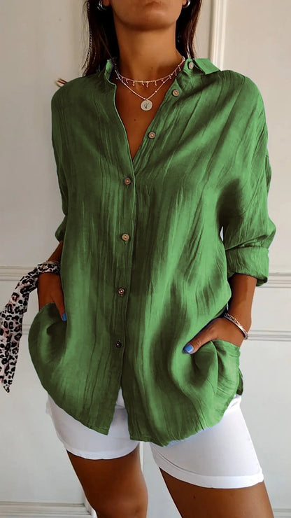 Niki | Women's Relaxed Fit Crinkled Button-Up Shirt